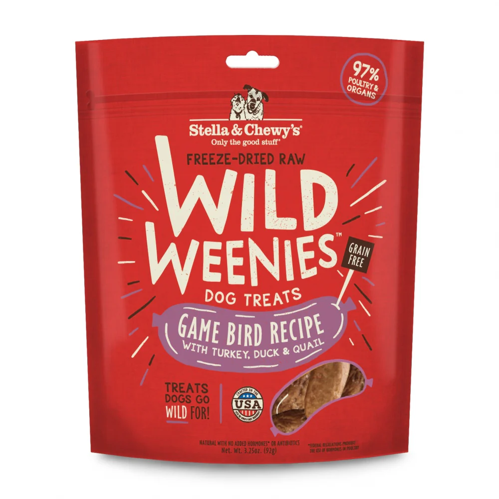 Stella & Chewy's Wild Weenies Grain Free Red Game Bird Recipe Freeze Dried Raw Dog Treats - Budpants