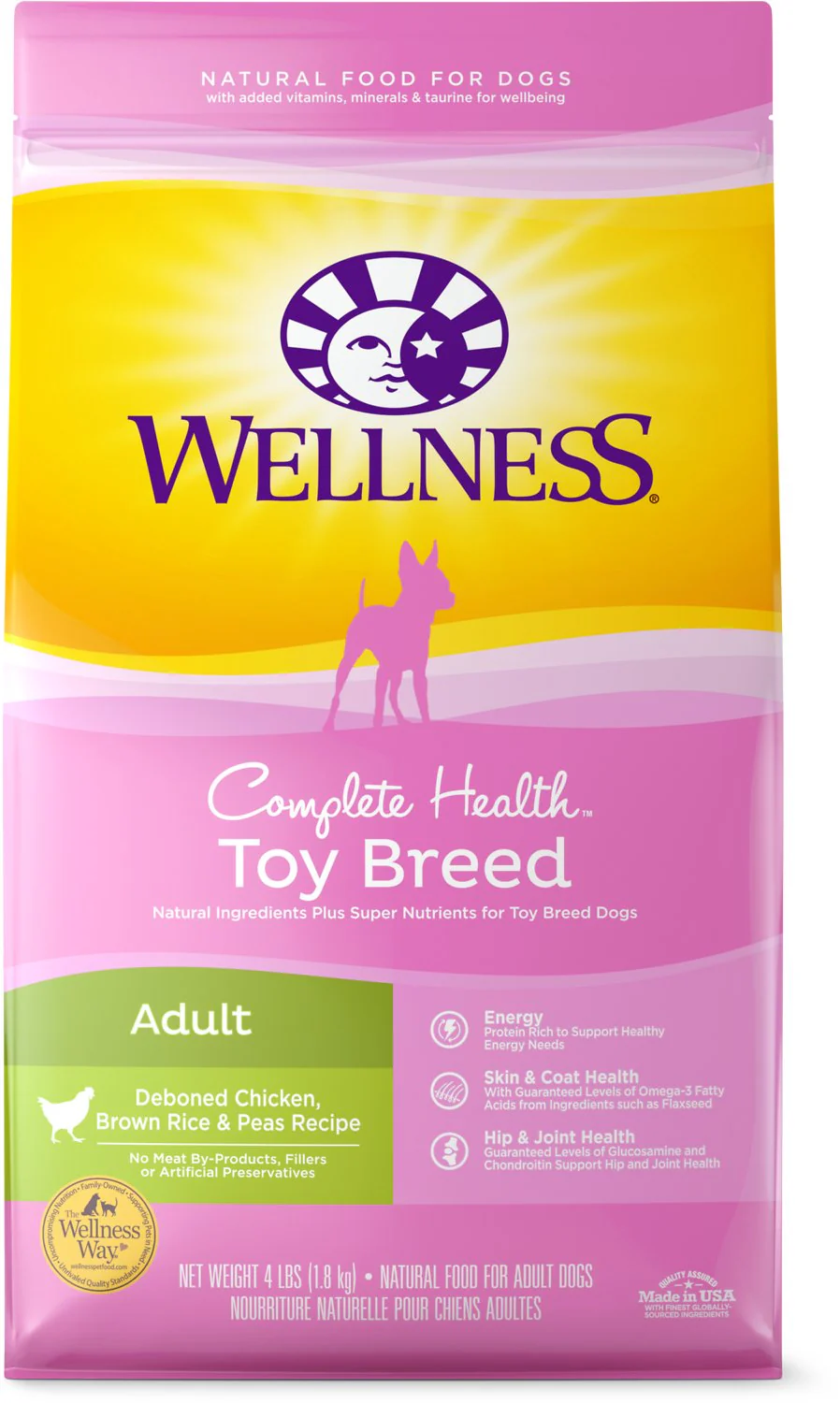 Wellness Toy Breed Complete Health Adult Deboned Chicken, Brown Rice & Peas Recipe Dry Dog Food - Budpants