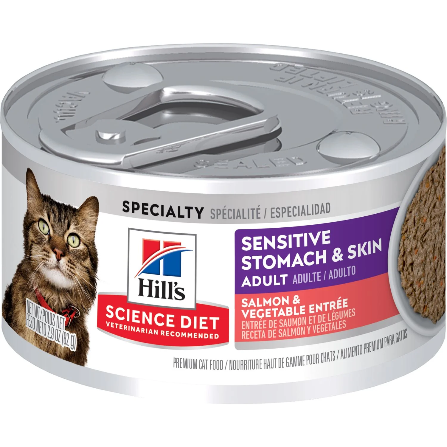 Science Diet Adult Sensitive Stomach and Skin Salmon & Vegetable Entree' Cat Food - Budpants