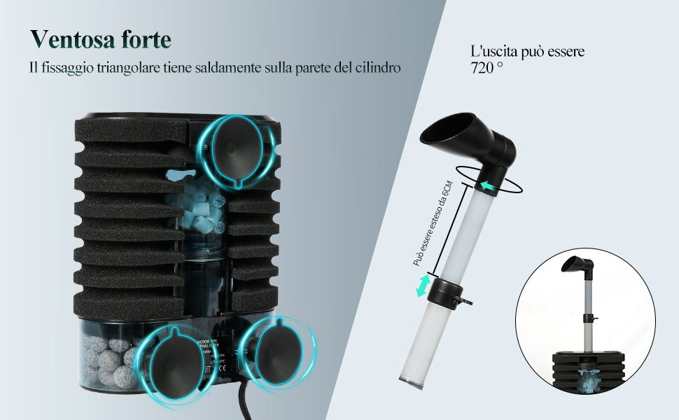 filtro acquario interno