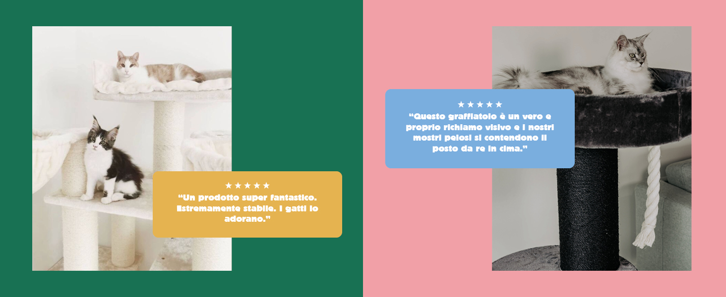 Serie di immagini di banner promozionali con blocchi di colore verde e rosa, che mostrano design d'interni o contenuti relativi alla casa.